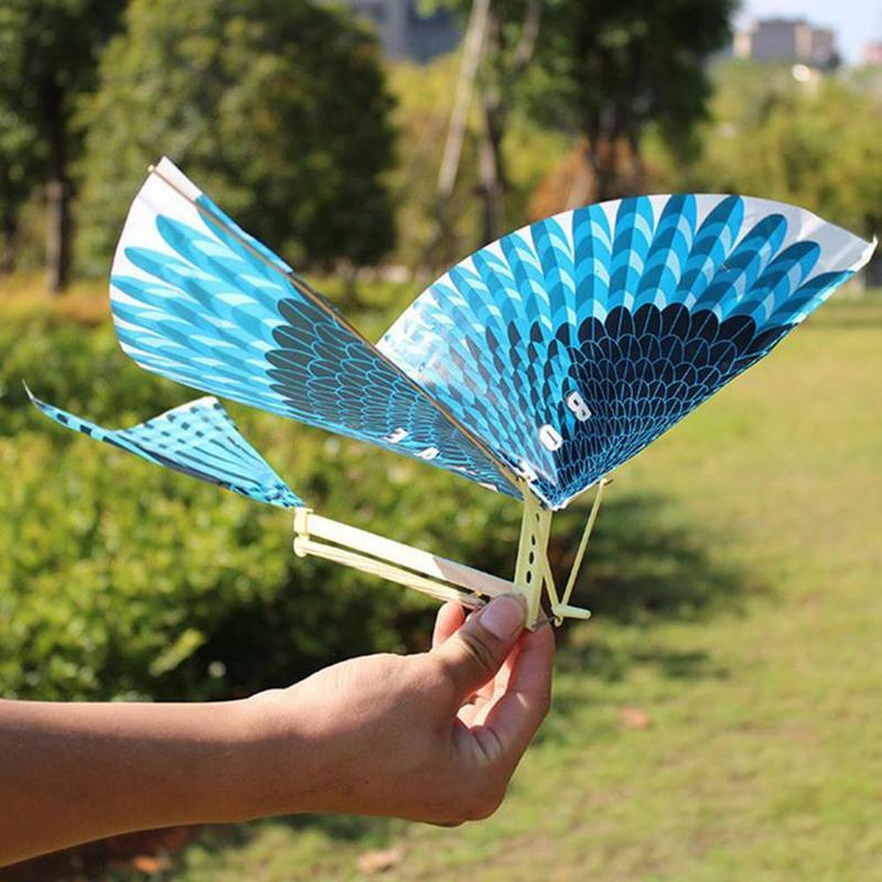 الطيور الزرقاء طائرة ورقية شريط مطاطي مرن بالطاقة تحلق الطيور طائرة ورقية لعبة للهواء الطلق التفاعلية هدية للأطفال