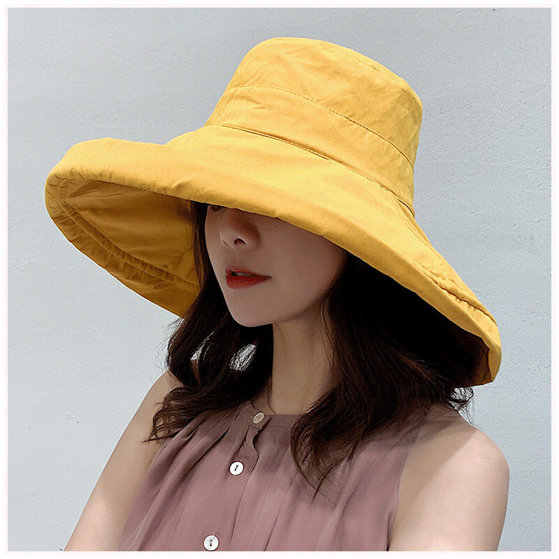المرأة قبعة بحافة موضة الصيف كبيرة حافة البنمية النساء 2021 قبعة الشمس للإناث الشاطئ على الوجهين صياد قبعة قناع