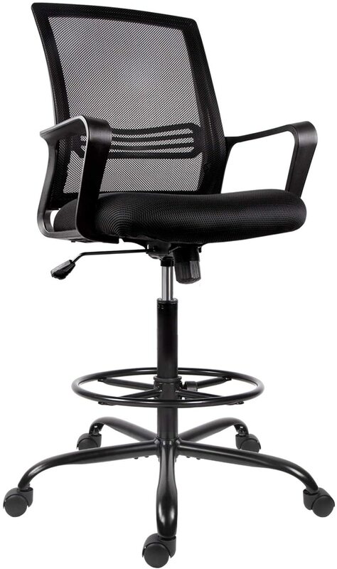 صياغة كرسي طويل القامة مكتب كرسي لمكانة مكتب صياغة شبكة الجدول كرسي مع عصابة القدم (داكن أسود)