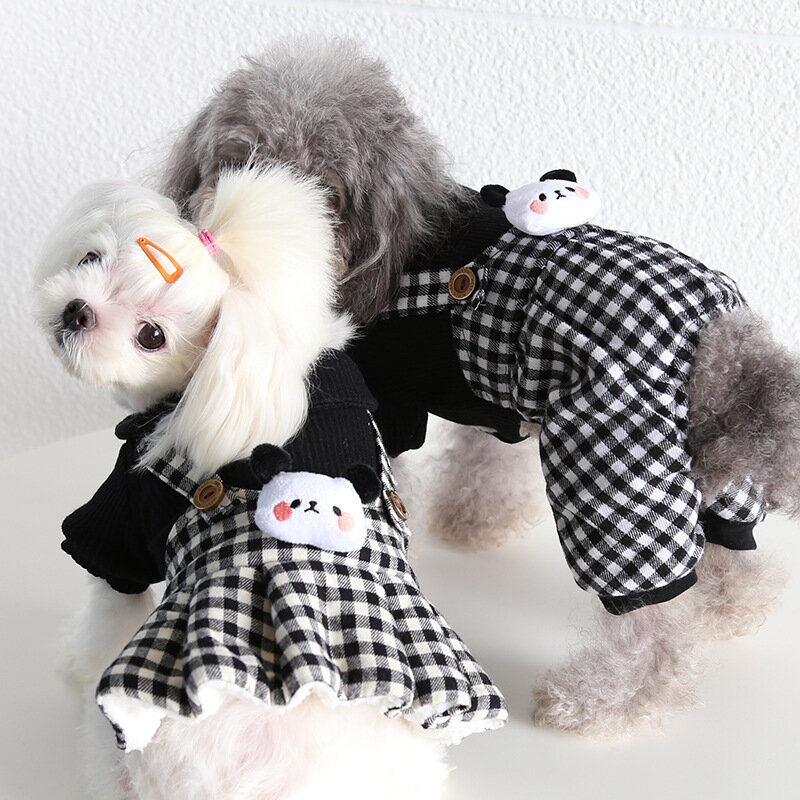 الشتاء الباندا منقوشة الملابس الحيوانات الأليفة زوجين الملابس تنورة والحيوانات الأليفة أربعة أرجل الملابس كلب الملابس الملابس للقطط