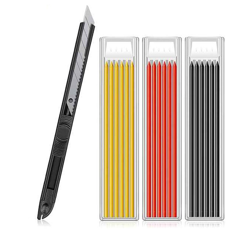 2 قطعة أقلام نجار مع 36 عبوة يؤدي و2 سكّين متعدّد الاستخدامات البناء الميكانيكية النجارة قلم رصاص #6