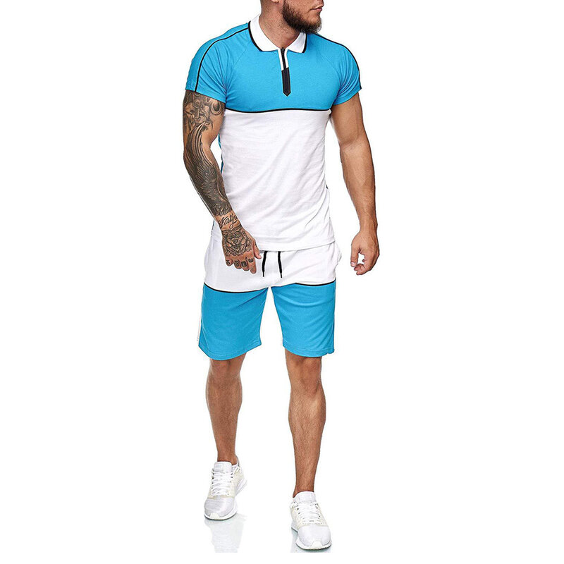 2021 الرجال قصيرة الأكمام عبر الحدود تي شيرت رجالي الصيف رياضية اللون مطابقة الترفيه موضة قمصان قصيرة الأكمام