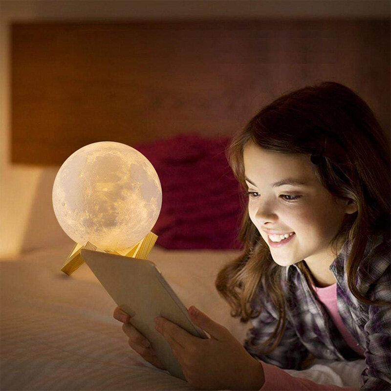 LED مصباح قمري ثلاثية الأبعاد طباعة المجال مصباح USB تهمة متعدد الألوان سطوع قابل للتعديل ضوء الليل للأطفال غرفة المنزل الديكور