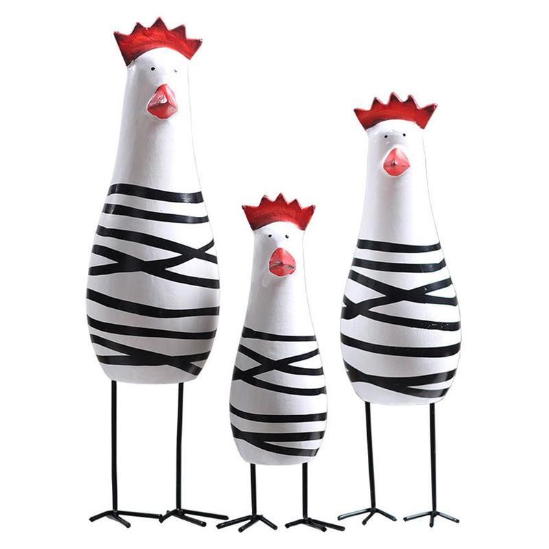 3 pieces/set Wooden painted wooden chicken Hand-painted Decoration chicken toys G1J9