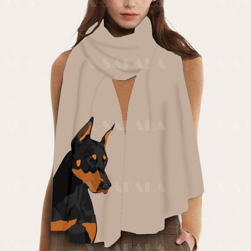 الدفء الخاص بك لطيف مضحك الكلب الوجه شال هدية الشتاء وشاح الإناث شعيرات الكشمير سميكة الأوشحة طويلة الباشمينا الرقبة-5
