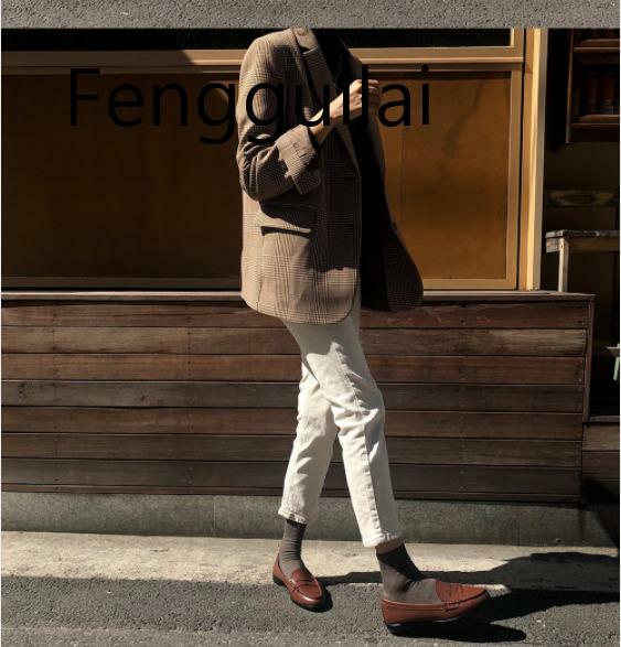 FENGGUILAI-جاكيت بدلة محبوك ، عتيق ، ملابس الشارع ، جودة عالية ، كوري ، نحيف ، مريح ، مفرد ، مجموعة الخريف والشتاء