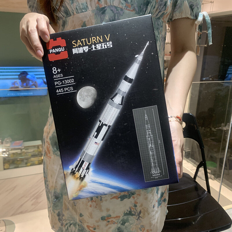 Creato التكنولوجيا الفائقة الطيران Apollos 11 زحل الخامس صاروخ القمرية وحدة اللبنات الفضاء مدينة MOC نموذج الطوب KidsToys هدية