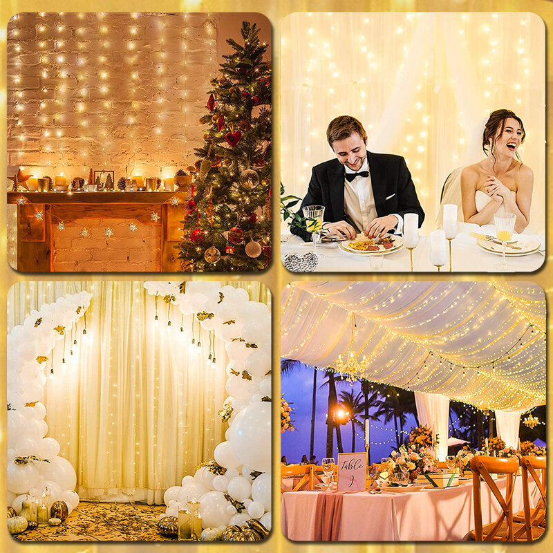 ستارة ضوء ستارة Led ، 3 × 3 م ، 300 ليد ، إكليل الكريسماس ، ديكور الحفلات ، الفناء ، النافذة ، أضواء الجنية ، أضواء الكريسماس والزفاف