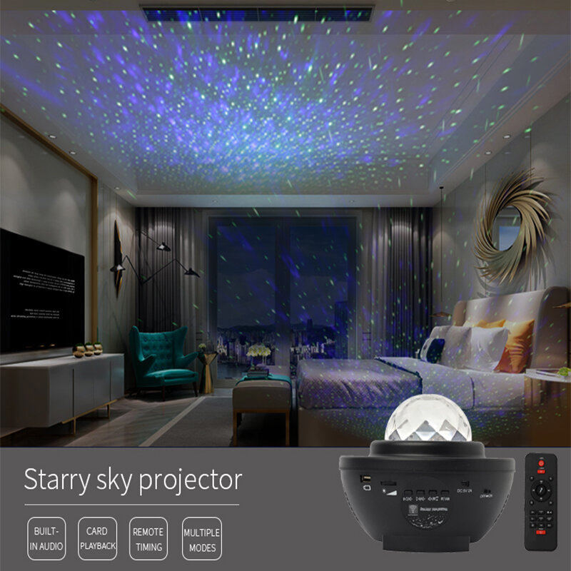 مصباح Led على شكل نجمة غالاكسي Projektor ضوء الليل رومانسي الدورية النجوم السماء مصباح USB مشغل موسيقى ضوء غرفة نوم هدية للأطفال الكبار الحب