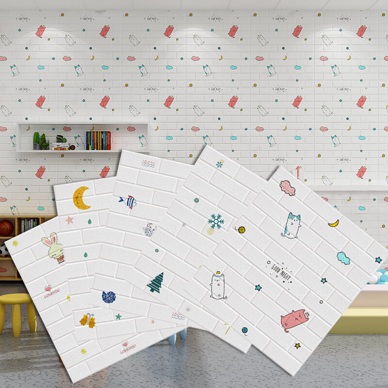 ذاتية اللصق ثلاثية الأبعاد الجدار ملصق لغرفة النوم ، غرفة الأطفال ، DIY بها بنفسك المضادة للتصادم رغوة الطوب نمط ديكور الجدار ملصق
