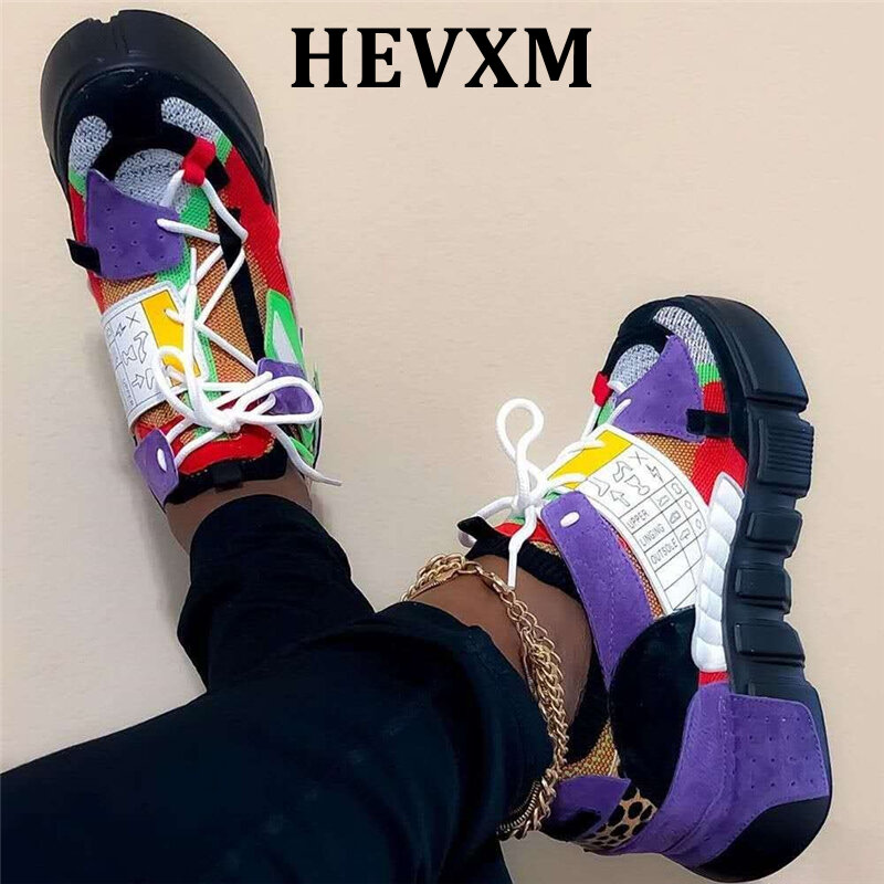 HEVXM رائجة البيع 2020 حجم كبير 43 لون المزيج INS الساخن فلكنيز أحذية امرأة منصة الدانتيل يصل حذاء مريح النساء أحذية رياضية #5
