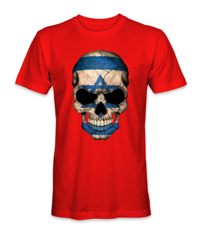 إسرائيل بلد العلم على الجمجمة الرجال تي شيرت قصيرة عارضة المتضخم t قميص