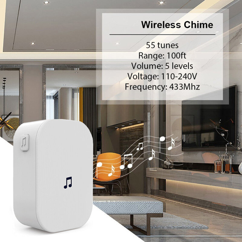 Wifi اللاسلكية جرس الباب داخلي الرنين 100DB 433MHz مقاوم للماء حلقة الباب الرنين الجرس استقبال دينغ دونغ تويا الحياة الذكية المنزل