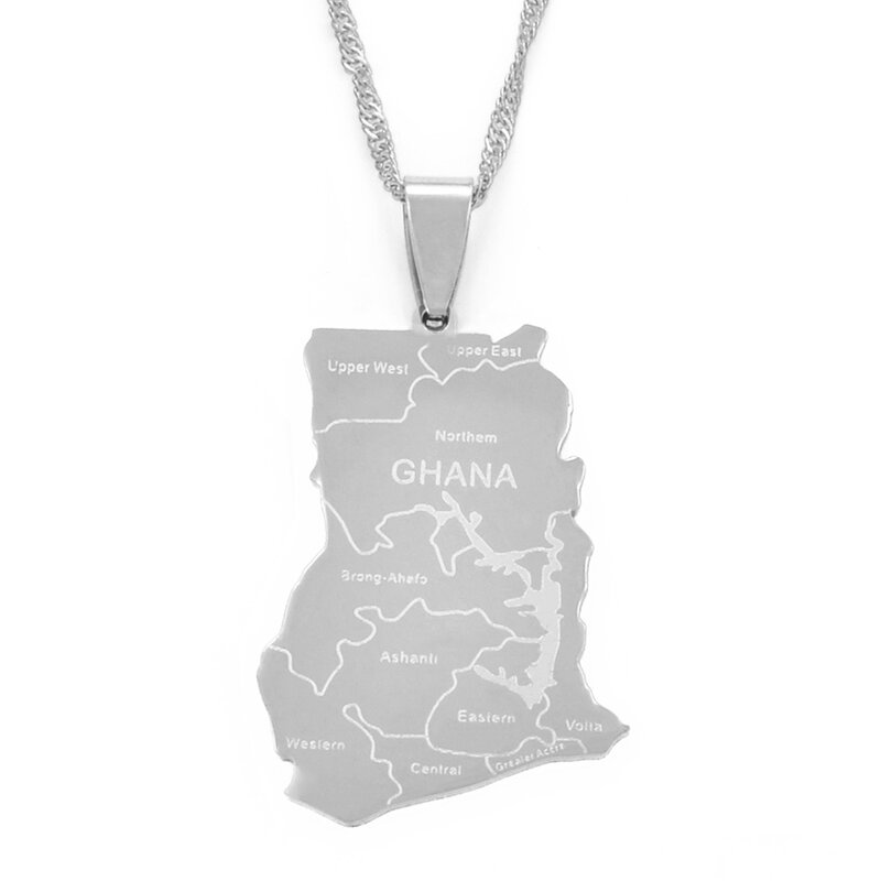 ثاث yo الذهب اللون غانا البلد خريطة مع اسم الدولة قلادة القلائد سحر الغاني مجوهرات #019821