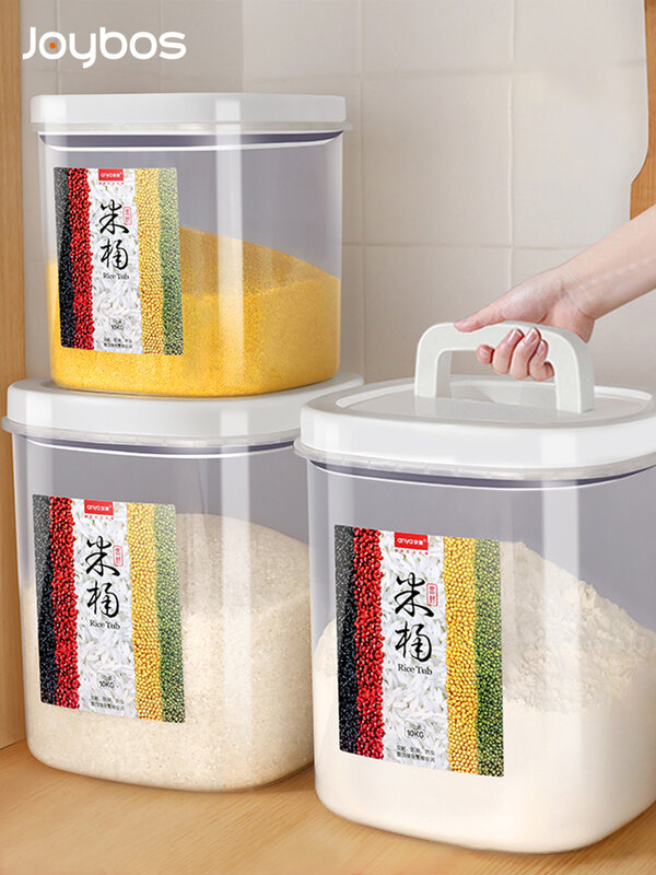 JOYBOS-دلو أرز مقاوم للحشرات والرطوبة 10/20 كجم ، حاوية محكمة الغلق للأرز والمعكرونة ودقيق تخزين للأرز JBS53
