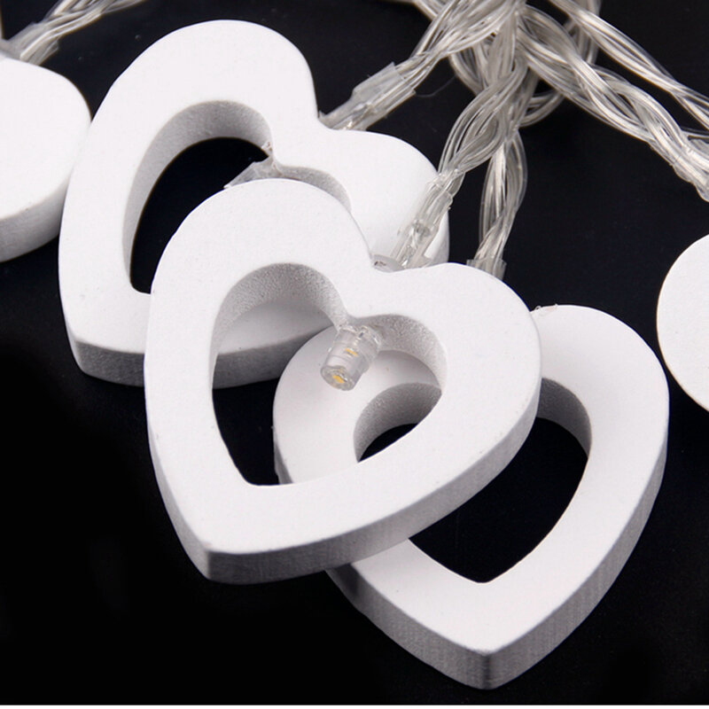 حار! 10 LED خشبية شكل قلب سلسلة أضواء الزفاف الحدث الطرف الديكور عيد الحب ديكور المنزل