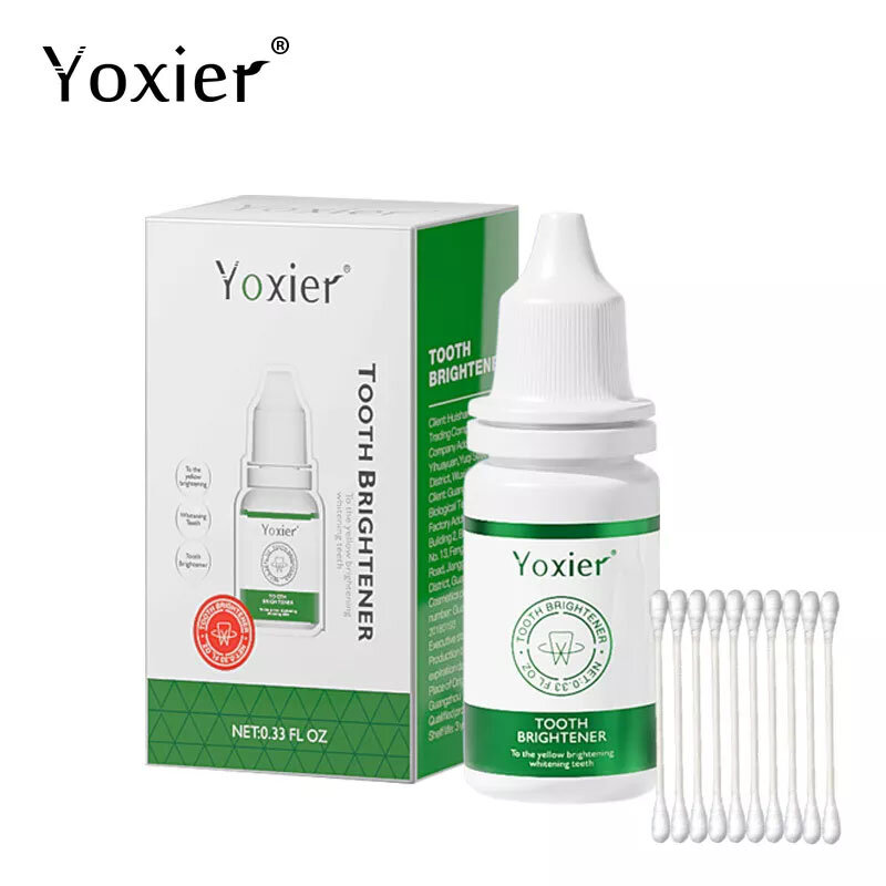Yoxier تبييض الأسنان جوهر 10 مللي الأسنان سطع السائل مع مسحات القطن مصل تنظيف الأسنان لإزالة بقع الأسنان