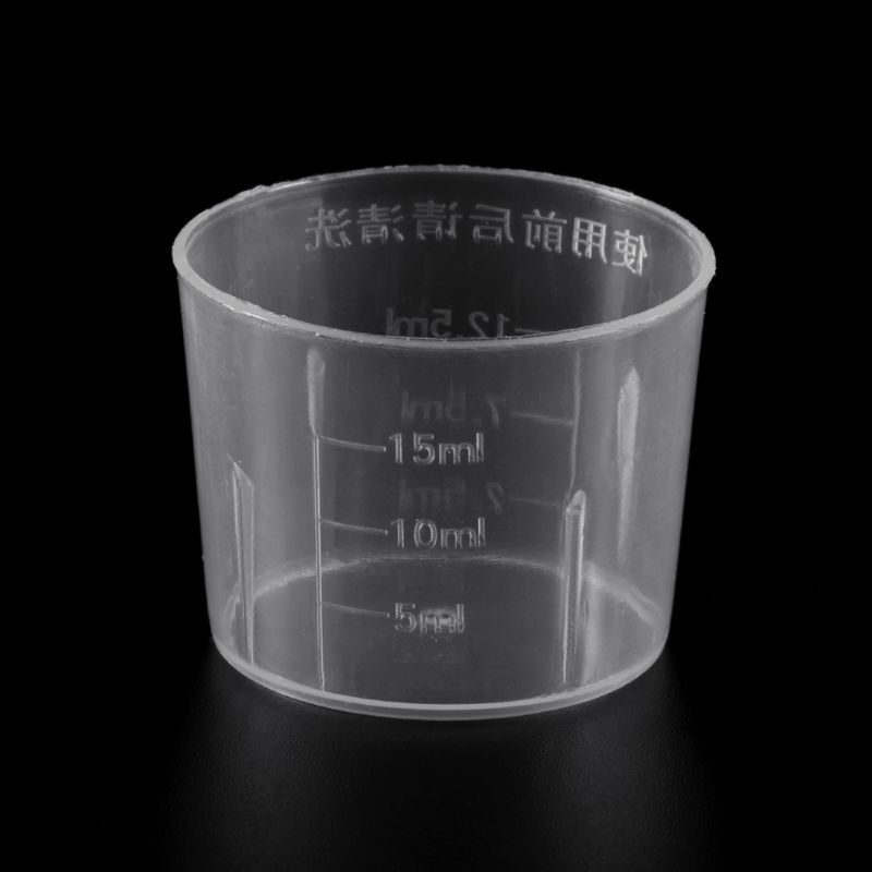 10 قطعة 15 مللي كأس معياري بلاستيكي شفاف تخرج قياس كوب قياس أكواب الطب للمعمل