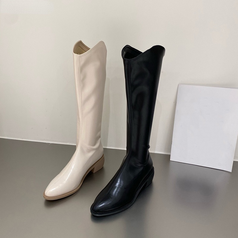 2021 النساء الركبة عالية بولي Leather الأحذية الجلدية موضة زيبر أشار تو فارس الإناث قصيرة وطويلة أحذية الشتاء أحذية نسائية