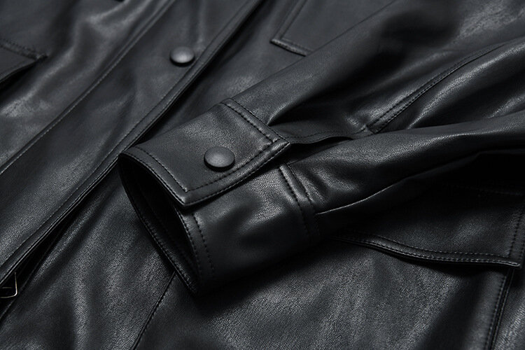ربيع الخريف أربعة جيب كبير 2020 شيك فضفاض تصميم MotoBike BF خمر ريترو المرأة سيدة بولي Leather سترة جلدية