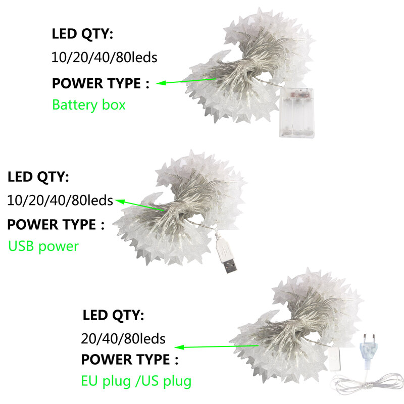 220 فولت/USB/بطارية تعمل ستار سلسلة أضواء LED الجنية أضواء عيد الميلاد ديكور حفلات الزواج أضواء تعمل وميض