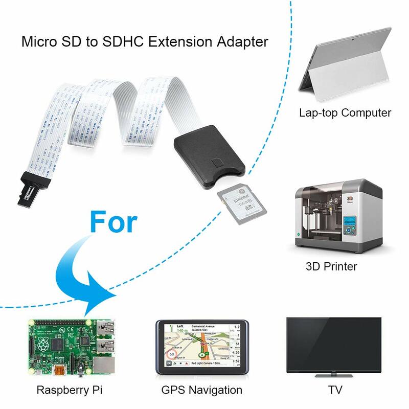 Onvian مايكرو SD إلى SD بطاقة تمديد كابل TF إلى مايكرو قارئ البطاقات SD مرنة موسع محول لسيارة GPS طابعة ثلاثية الأبعاد TV DVD
