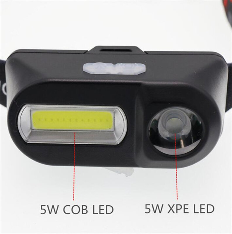 C2 LED كشافات 18650 المحمولة البسيطة XPE + COB قابلة للشحن مقاوم للماء USB الشعلة التخييم رئيس مصباح الصيد العلوي مصباح يدوي