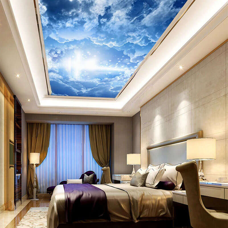 العرف ثلاثية الأبعاد خلفية الخيال السماء الزرقاء Clouds البيضاء زينيث السقف جدارية حائط الخلفية اللوحة غرفة المعيشة غرفة نوم لوحات جدارية #4