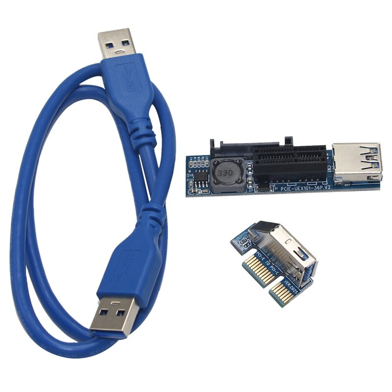 UEX101 PCI-E X1 إلى X1 تمديد محول بطاقة الناهض مع كابل USB3.0