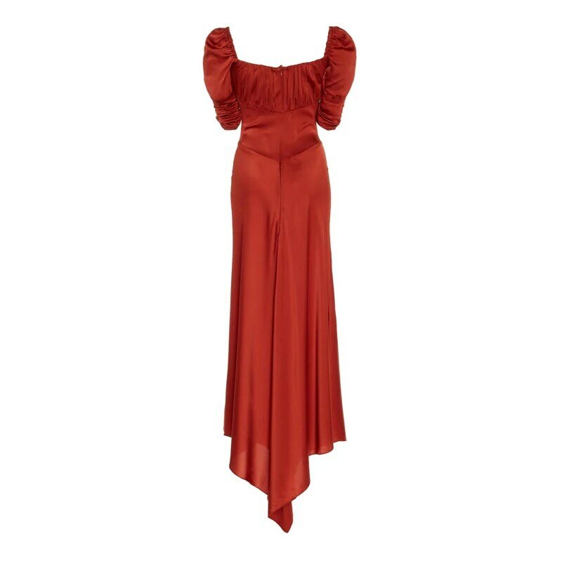 فستان الحفلات السنوية الإناث فستان أحمر حفلة حريري الحرير تنورة فستان طويل فستان مزاجه ضئيلة