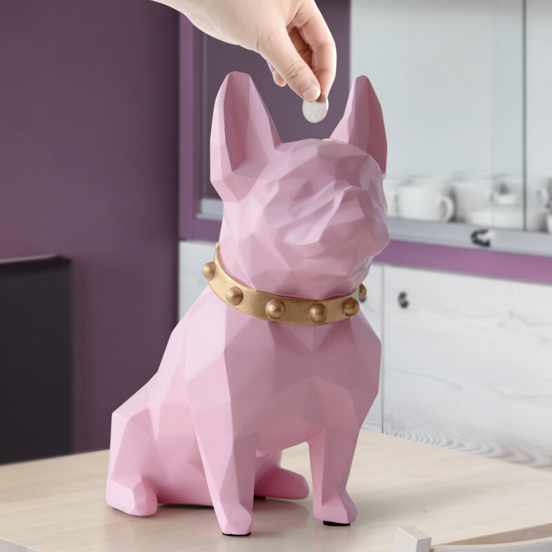 الفرنسية البلدغ حصالة نقود معدنية صندوق حصالة على شكل حيوان تمثال ديكورات المنزل عملة صندوق تخزين حامل لعبة طفل حصالة هدية الكلب للأطفال