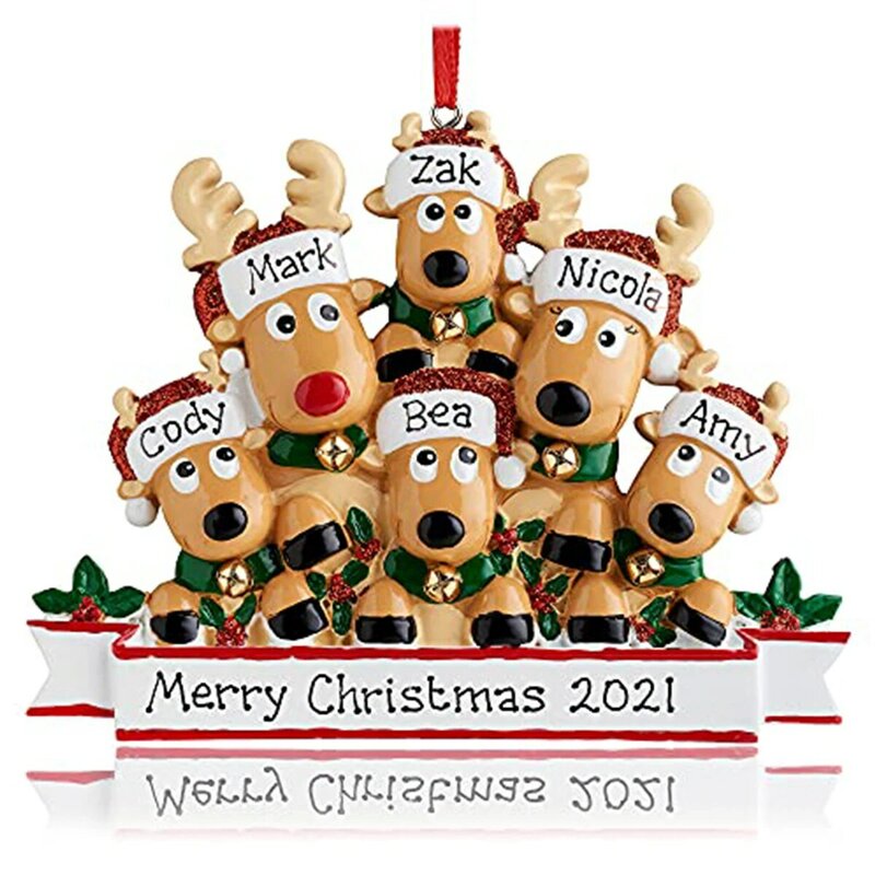 شخصية الرنة الأسرة شجرة عيد الميلاد زخرفة 2021 لطيف الغزلان عطلة الشتاء هدية السنة 2021 الأسرة زخرفة