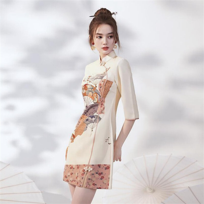 Cheongsam Qipao Chinese Dress Young Traditional Streetwear Vintage Clothing For Women Party Wedding Dresses Hanfu 2022 Spring