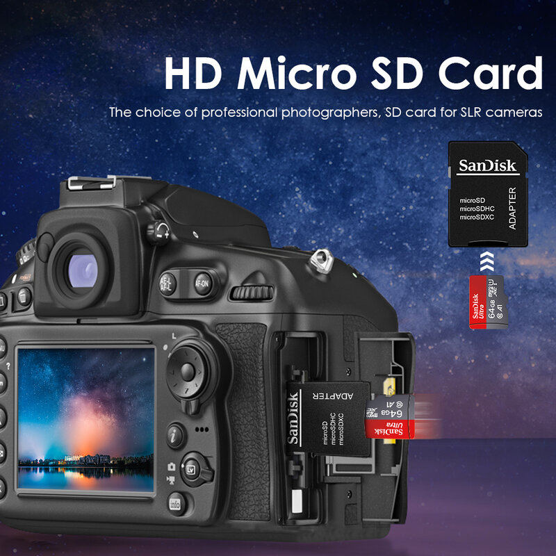 100% الأصلي سانديسك الترا مايكرو SD 128GB 64GB 32GB 256GB الذاكرة بطاقة مايكرو بطاقة TF/SD فلاش بطاقة C10 للهاتف UAV GPS