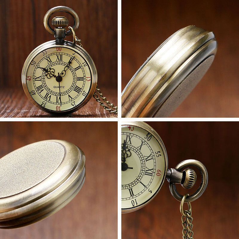 ساعة جيب برونزية رومانية ، أرقام عتيقة ، سلسلة ، قلادة كوارتز ، SWD889