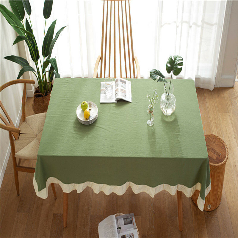 الكتان مفرش المائدة القطن بلون مهدب حافة قابل للغسل مقاوم للماء مستطيلة مفارش طاولة الطعام 1145