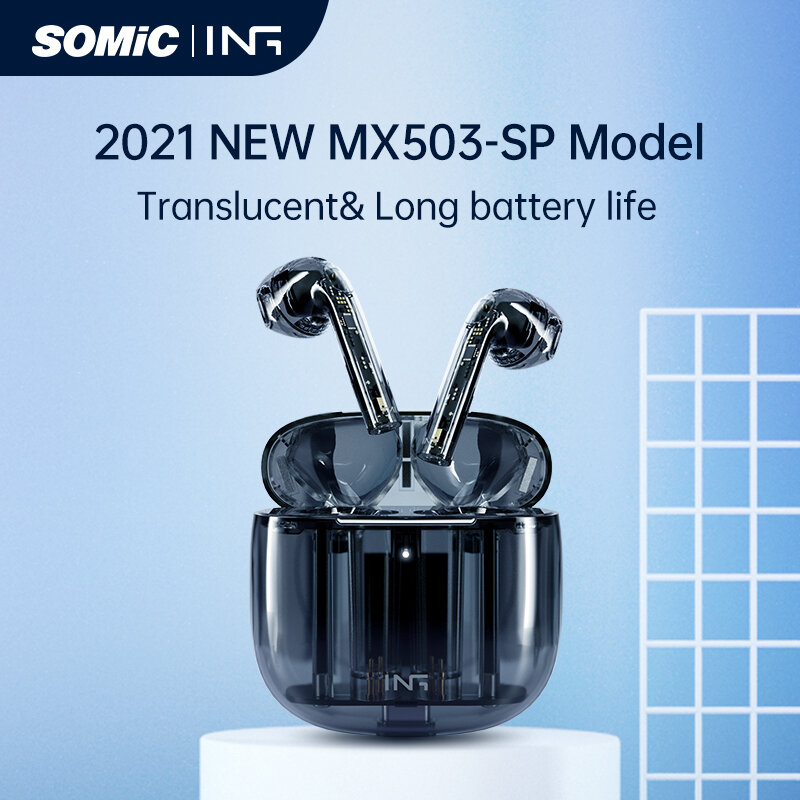 SOMIC MX503-SP TWS سماعات شفافة سماعة لاسلكية تعمل بالبلوتوث سماعات منخفضة الكمون سماعة الحد من الضوضاء في الأذن سماعات الأذن
