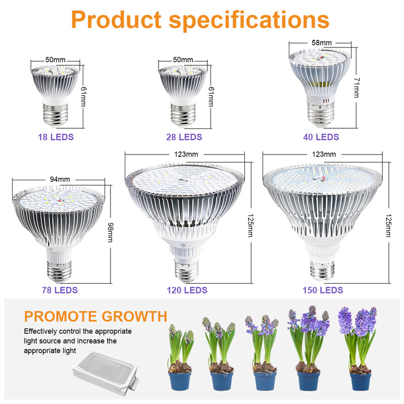 E27 الطيف الكامل Phytolamp للنباتات الداخلية LED تنمو ضوء زراعة الزهور الشتلات 40/78/120/150led الزراعة المائية LED تنمو لمبة