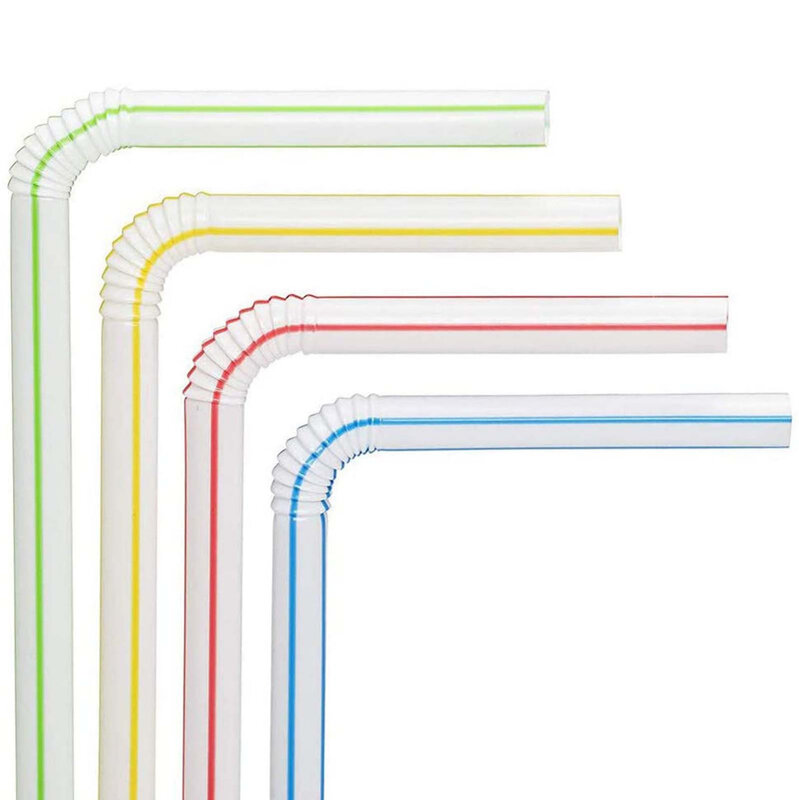 600 قطعة المتاح القش مرنة البلاستيك القش مخطط متعدد الألوان قوس قزح شفاطات للشرب Bendy القش بار اكسسوارات 2021 #20
