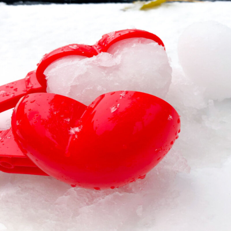 كرة الثلج المشبك عالية الجودة البلاستيك الأحمر الحب على شكل قلب الرمل صانع كرة الثلج كليب قالب الشتاء الرياضة في الهواء الطلق لعب للأطفال
