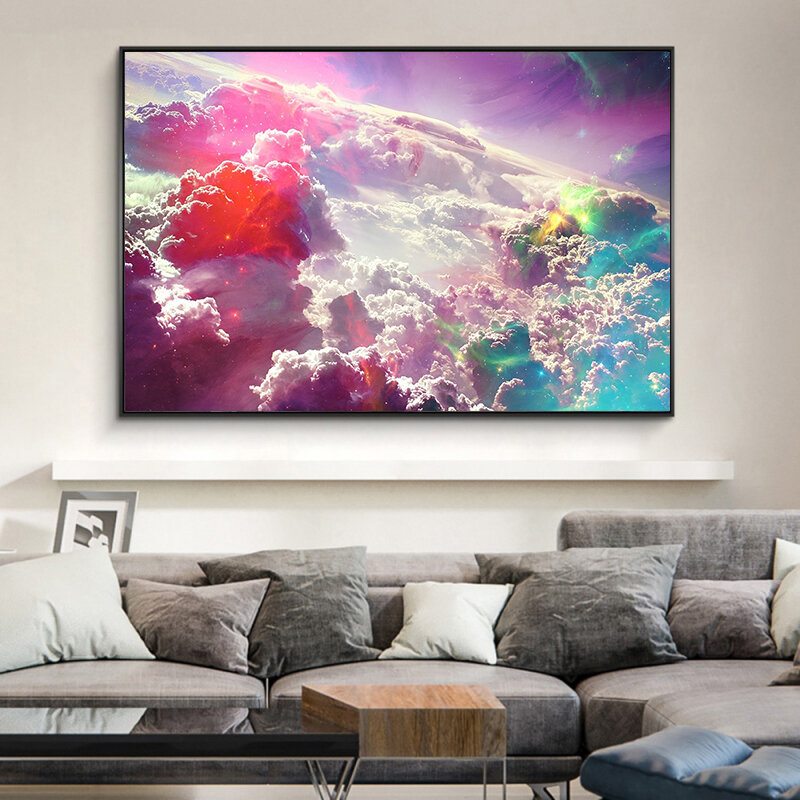 مجردة اللوحة النفط اللوحة جدار صور لغرفة المعيشة ديكور المنزل مجردة الغيوم الملونة قماش الفن لا الإطار