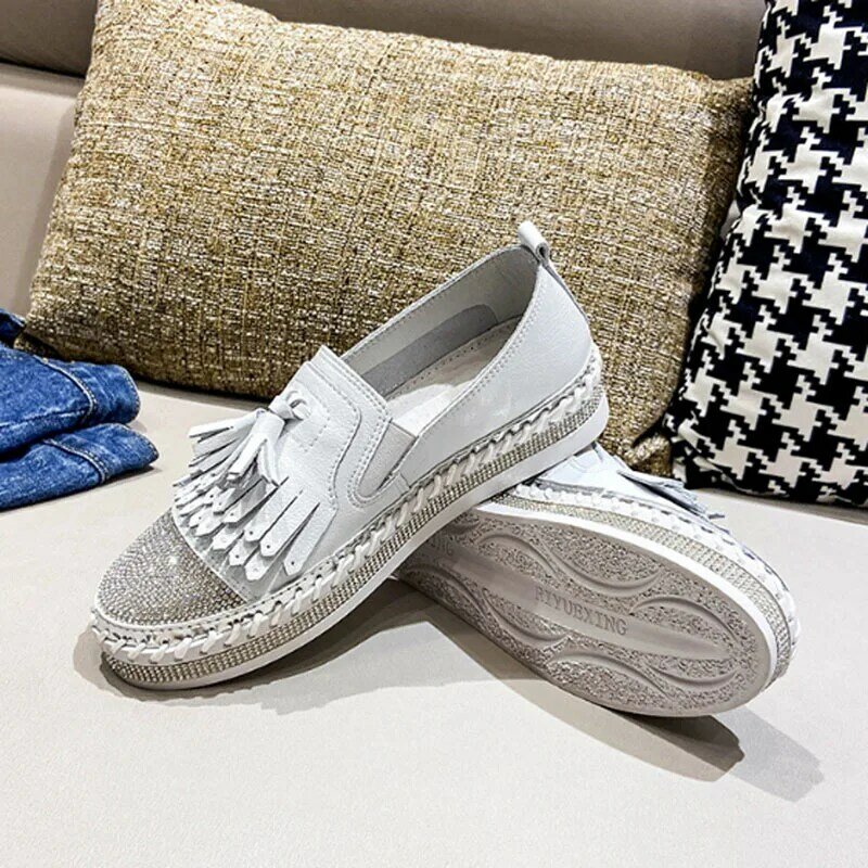 المرأة الفيلكرو حذاء أبيض صغير 2022 ربيع جديد شقة القاع الترفيه الحوامل أحذية نسائية الماس سميكة سوليد الأحذية