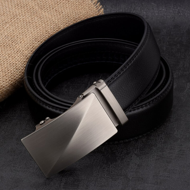 WOWTIGER-حزام جلد رجالي ، حزام بإبزيم أوتوماتيكي ، بعرض 3.5 سنتيمتر ، جودة عالية قابلة للتعديل