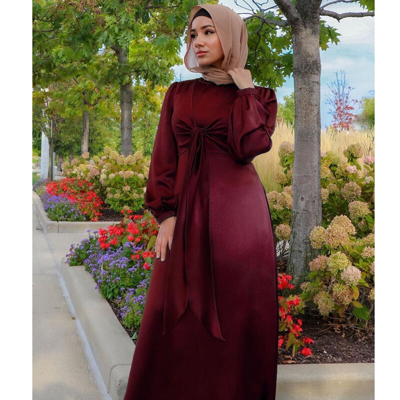 عبايات للنساء عيد رمضان فستان ستان أنثى مسلمة بلون الصيف عادية دبي عباية تركيا ملابس إسلامية متواضعة