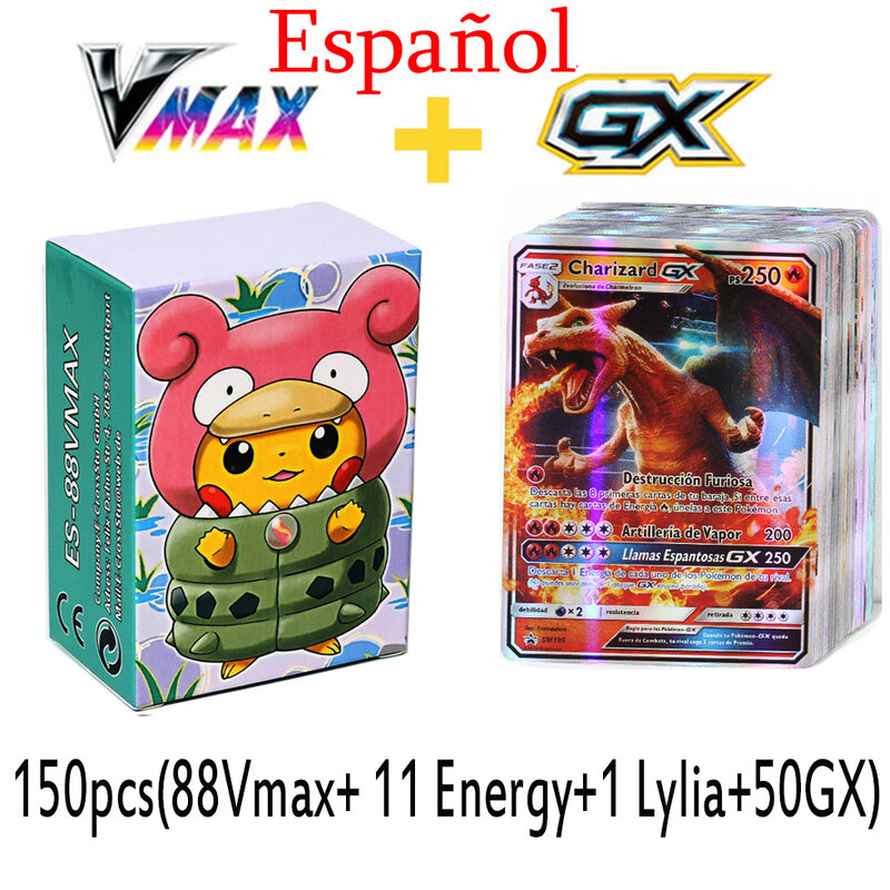 بطاقات البوكيمون الجديدة في فريق العلامة الإسبانية GX VMAX الخامس المدرب الطاقة مشرقة أوراق للعب Castellano Espaol ألعاب أطفال