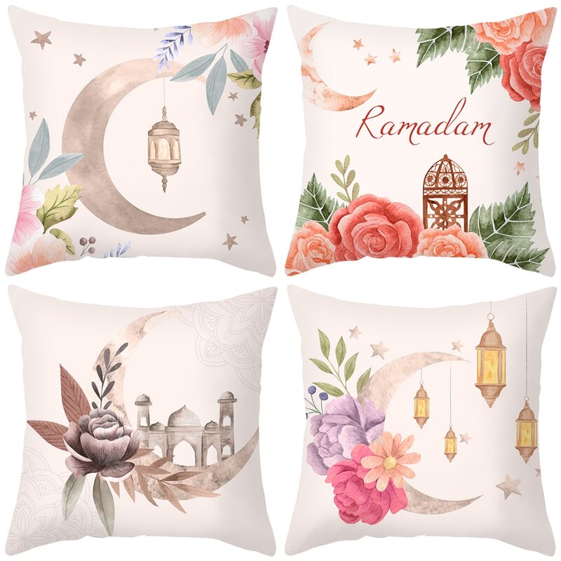 عيد مبارك غطاء الوسادة رمضان الديكور للمنزل رمي المخدة الإسلامية مسلم ديكور حفلات مهرجان رمضان هدايا