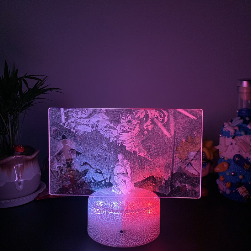 وضع اللون المزدوج LED مصباح مانغا هجوم على تيتان Shingeki لا كيوجين ثلاثية الأبعاد أضواء ليلية أنيمي مع جهاز التحكم عن بعد لغرفة النوم