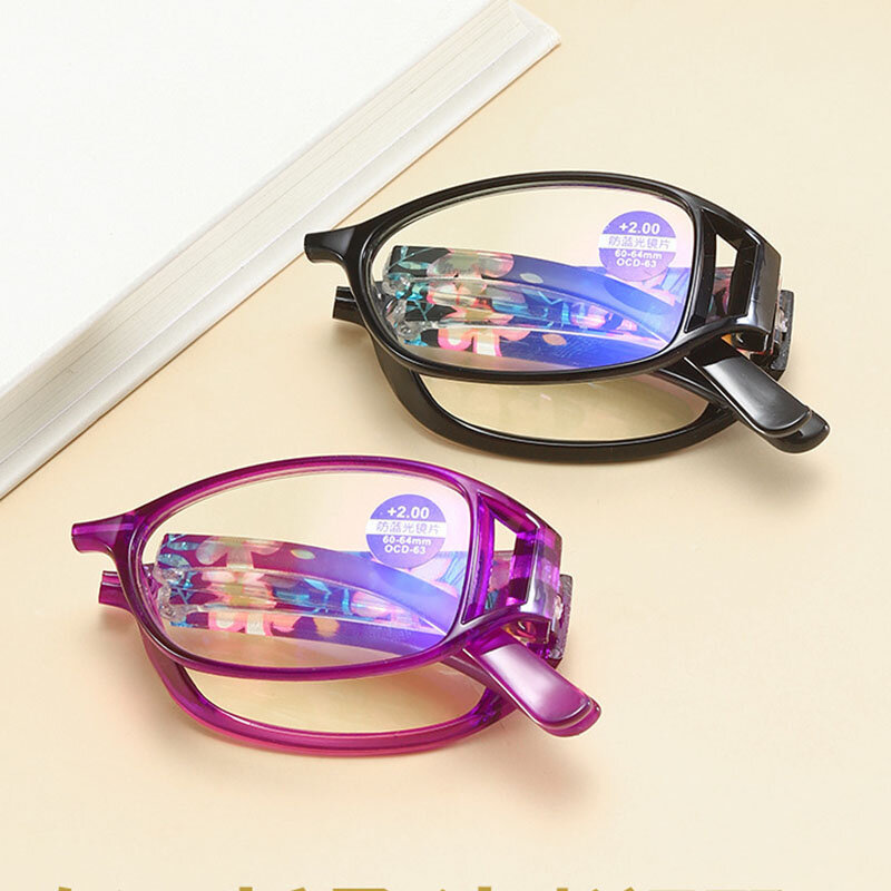 2021 نساء مكافحة بلو راي للطي نظارات للقراءة مكافحة التعب كامل إطار نظارات مع صندوق + 1.0 ~ + 4.0