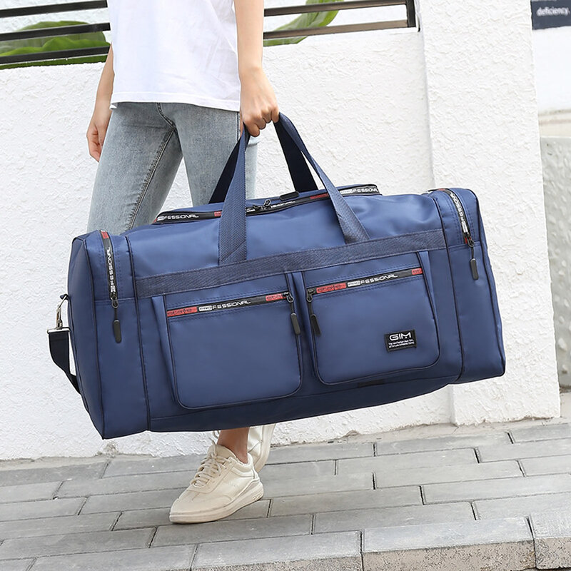 GNWXY الكتف سعة كبيرة حقائب السفر النسخة الكورية مقاوم للماء أكسفورد القماش المتضخم حقيبة من القماش الخشن الرجال الأمتعة حقيبة يد كبيرة