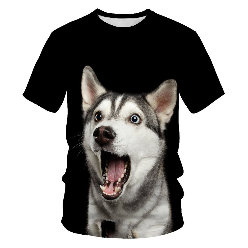 مضحك سيبيريا هاسكي نمط الحيوانات الكلب ثلاثية الأبعاد طباعة الرجال تي شيرت عادية الهيب هوب الصيف قصيرة الأكمام المحملات بلايز قمصان Harajuku